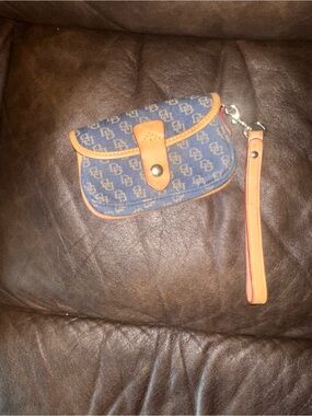 Vintage Dooney & Bourke blue denim wristlet y2k